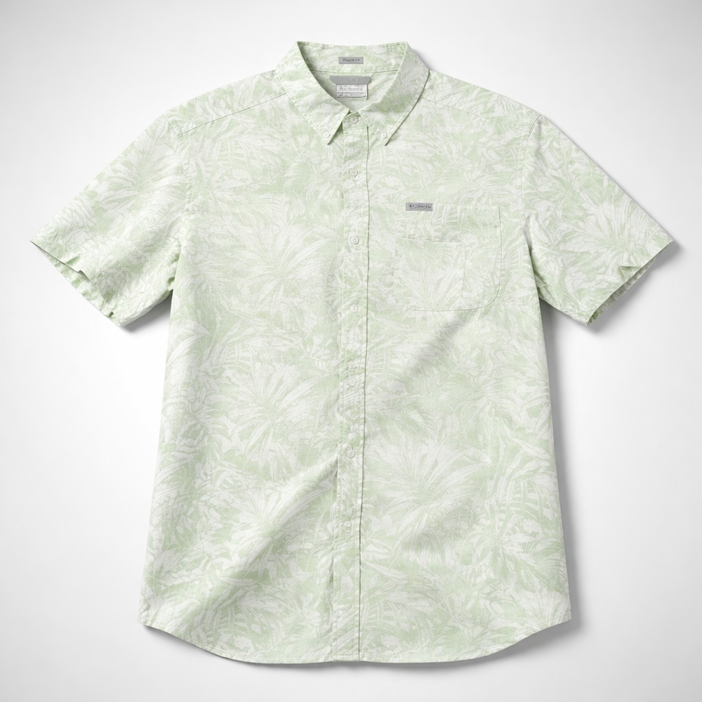 Columbia Men’s Short Sleeve Hawaiian Shirt – Tropical Print - Picture 2 of 8